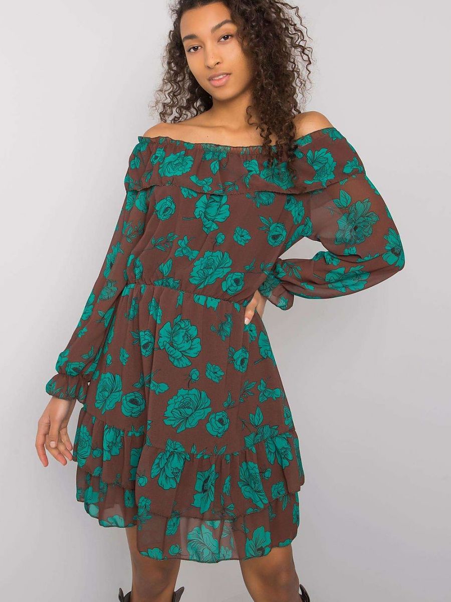Robe country fleurs vertes