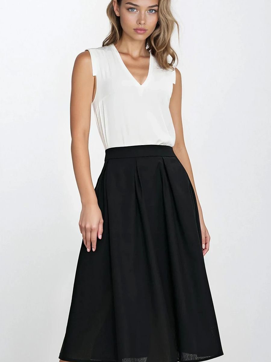 Jupe plissée taille haute noire