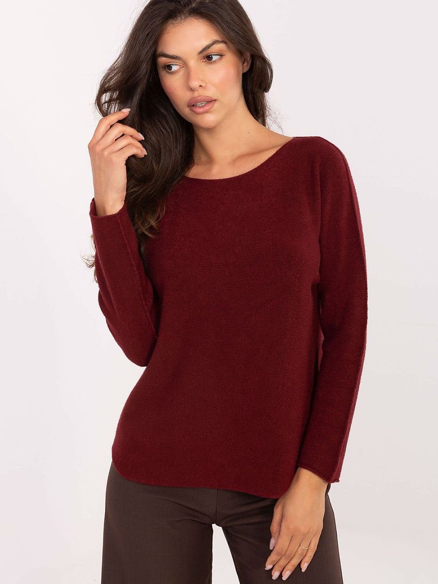 pull casual col rond rouge