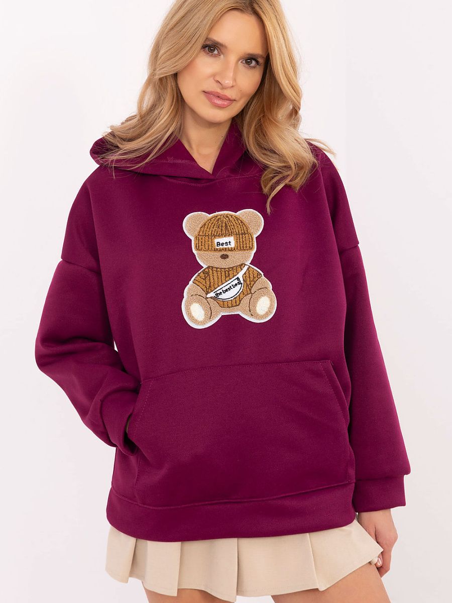 Sweatshirt ourson bordeaux