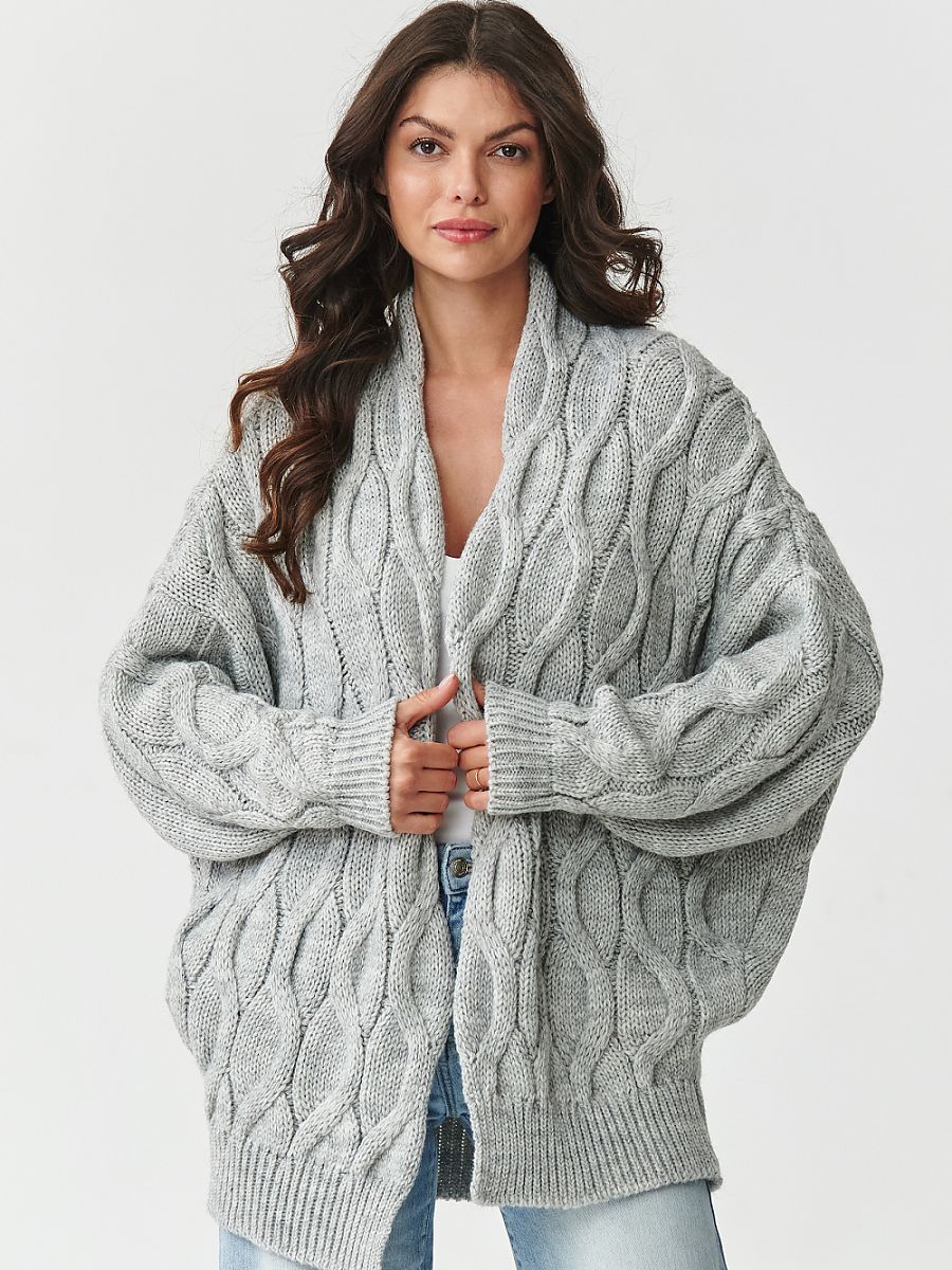 Cardigan collection grande maille gris