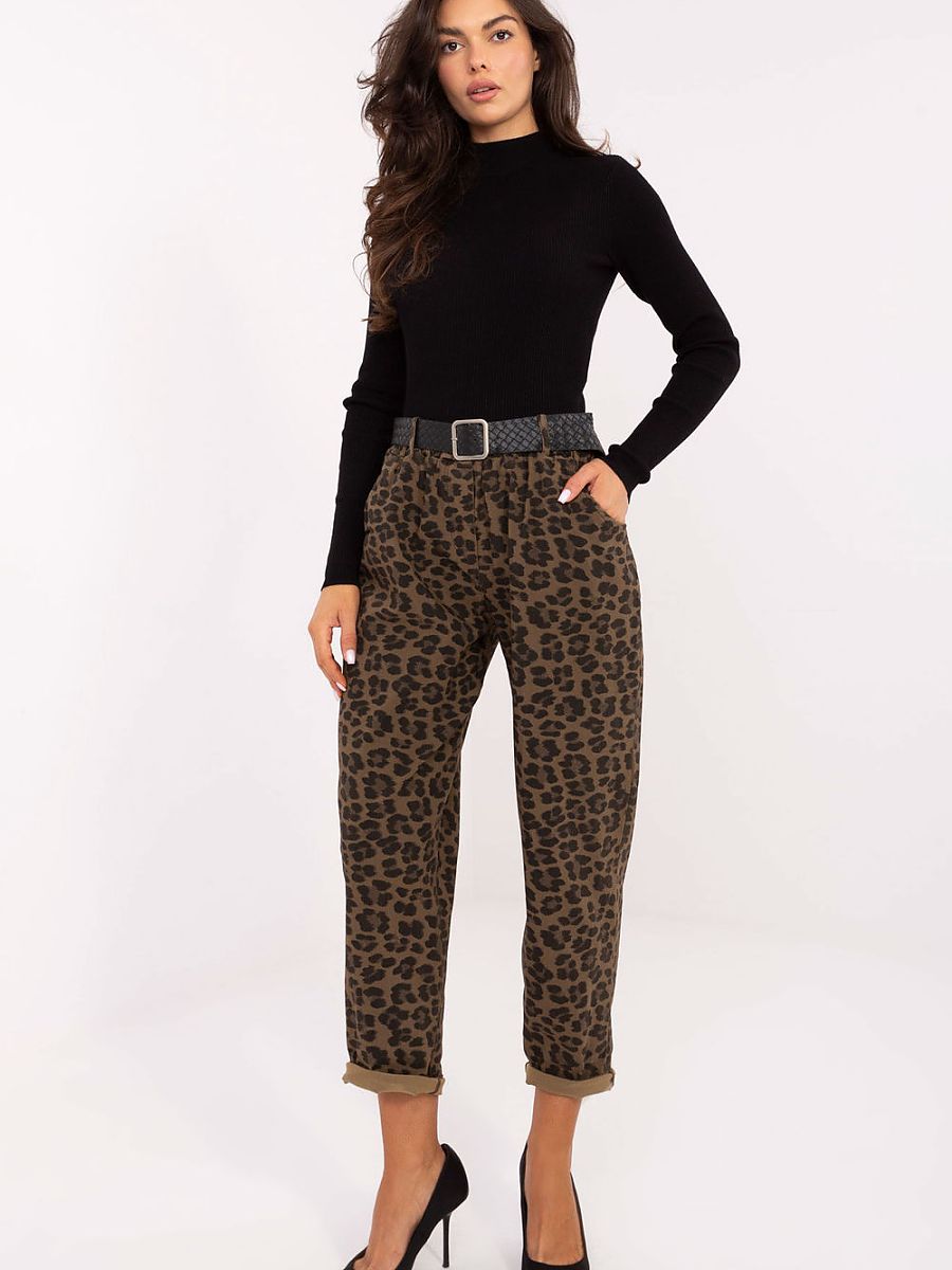 Pantalon motif animalier vert