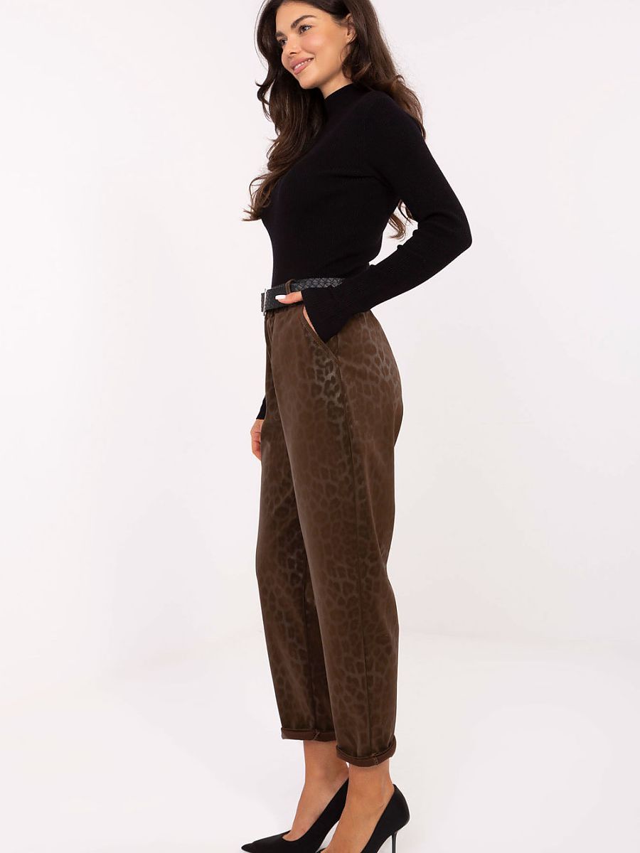 Pantalon simili cuir léopard chocolat